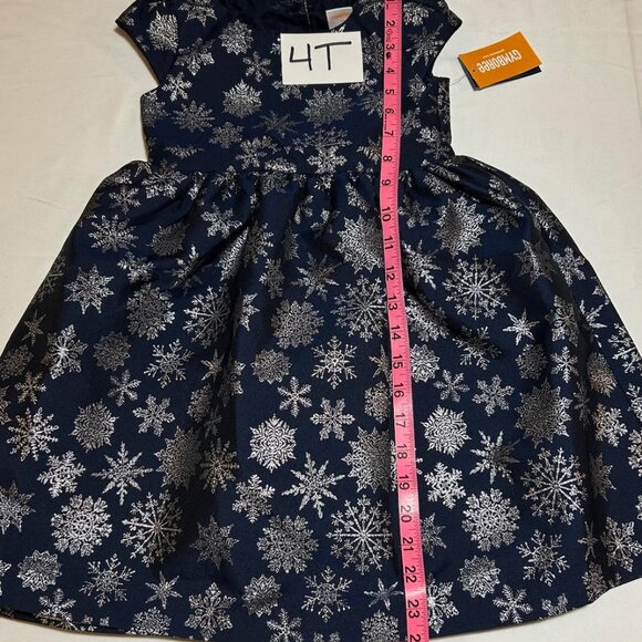 Gymboree Girls Blue Silver Snowflake Short Cap Sleeves Dress NWT Silent Night - Picture 11 of 13
